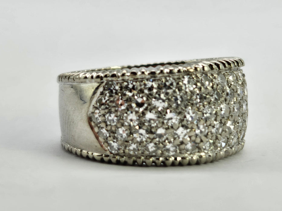 6499 Vintage: 18ct White Gold 88 Diamond (1.77ct) Pavé Half Hoop Band Ring — From 1978