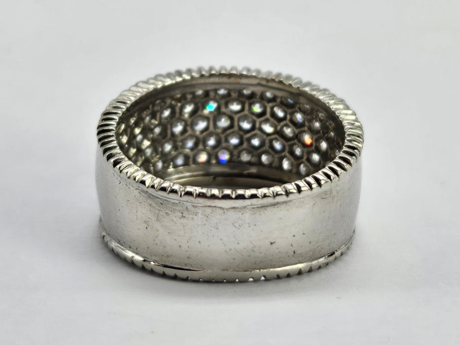 6499 Vintage: 18ct White Gold 88 Diamond (1.77ct) Pavé Half Hoop Band Ring — From 1978