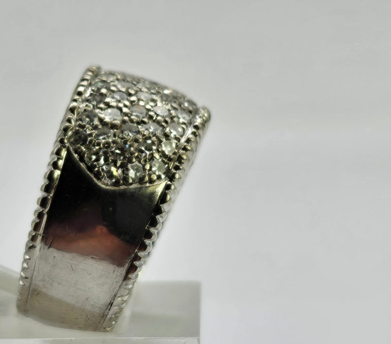 6499 Vintage: 18ct White Gold 88 Diamond (1.77ct) Pavé Half Hoop Band Ring — From 1978