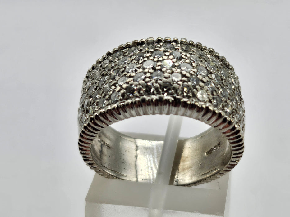 6499 Vintage: 18ct White Gold 88 Diamond (1.77ct) Pavé Half Hoop Band Ring — From 1978