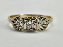 Load image into Gallery viewer, 0675: Vintage: 18ct Gold Art Deco Full Round Cut Diamond Solitaire- around 100 years old,
