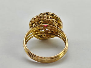 0762: Vintage 18ct Gold Ruby Diamonds Statement Ring- remarkable