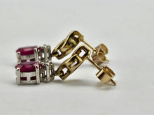 Load image into Gallery viewer, 0779:Vintage: 9ct Mixed Gold Rubies Diamonds Drop/Dangle Earrings- very elegant
