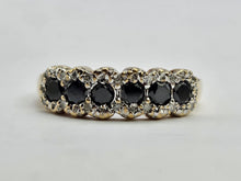 Cargar imagen en el visor de la galería, 0711: Vintage: 9ct Gold Black White Diamonds &quot;Salt &amp; Pepper&quot;&nbsp; Stacker Ring- exquisite
