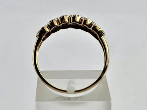 0711: Vintage: 9ct Gold Black White Diamonds "Salt &amp; Pepper"&nbsp; Stacker Ring- exquisite