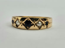 Cargar imagen en el visor de la galería, 0772: Antique: 15ct Gold Sapphires Pearls Stacker- Dress Band- Date- Mark 1900
