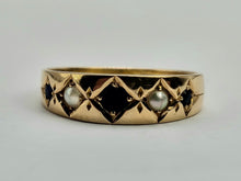 Cargar imagen en el visor de la galería, 0772: Antique: 15ct Gold Sapphires Pearls Stacker- Dress Band- Date- Mark 1900
