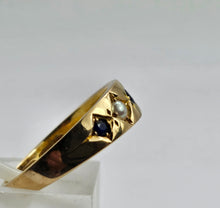 Cargar imagen en el visor de la galería, 0772: Antique: 15ct Gold Sapphires Pearls Stacker- Dress Band- Date- Mark 1900
