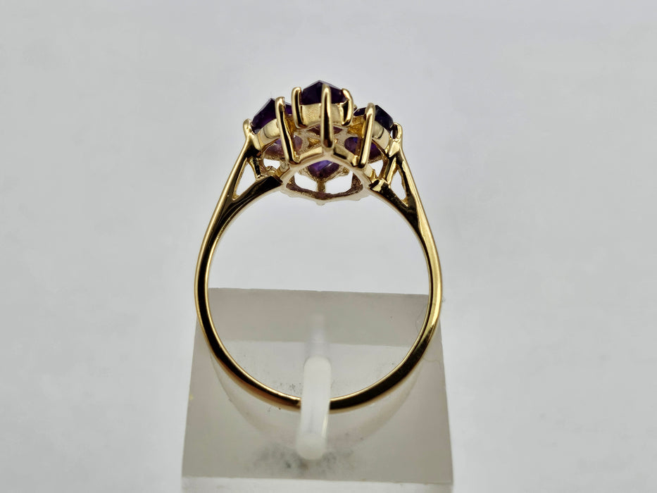 Vintage: 14ct Gold Marquise Amethyst Geometric Dress Ring