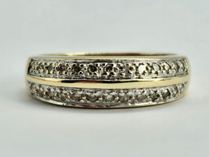 0713: Vintage: 9ct Gold Tiered Diamonds Stacker/Dress Ring