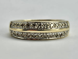 0713: Vintage: 9ct Gold Tiered Diamonds Stacker/Dress Ring