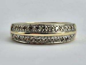 0713: Vintage: 9ct Gold Tiered Diamonds Stacker/Dress Ring