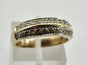 0713: Vintage: 9ct Gold Tiered Diamonds Stacker/Dress Ring