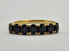 Load image into Gallery viewer, 0790: Vintage: 18ct Gold 7 Australian Blue Sapphires Stacker/Dress Ring- exquisite
