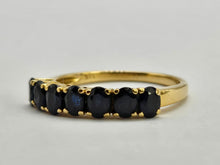 Load image into Gallery viewer, 0790: Vintage: 18ct Gold 7 Australian Blue Sapphires Stacker/Dress Ring- exquisite
