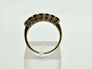 0790: Vintage: 18ct Gold 7 Australian Blue Sapphires Stacker/Dress Ring- exquisite