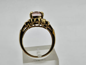 0801: Vintage: 9ct Gold Large Pink Morganite Cocktail Ring- Lush