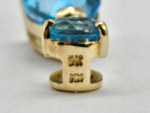 Cargar imagen en el visor de la galería, 0889: Vintage: 9ct Gold Swiss Blue Topaz Double Drop Pendant- Lovely
