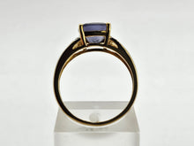 Load image into Gallery viewer, 0898: Vintage: Rare: 9ct Gold Cushion Cut Purple Tourmaline Diamonds Cocktail Ring- lovely
