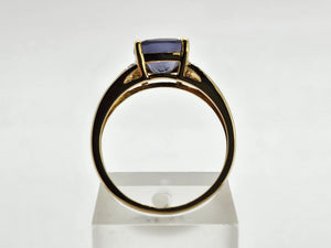 0898: Vintage: Rare: 9ct Gold Cushion Cut Purple Tourmaline Diamonds Cocktail Ring- lovely