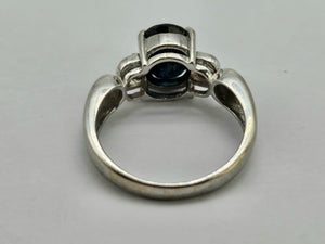 0773: Vintage: 18ct White Gold Royal Blue Sapphires Diamonds Ring- crisp, clean, sparkling, nice weight