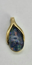 Load image into Gallery viewer, 0845: Vintage: 9ct Gold Australian Pear Cut Opal Pendant- striking colours- Date- Mark 1980
