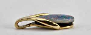 0845: Vintage: 9ct Gold Australian Pear Cut Opal Pendant- striking colours- Date- Mark 1980