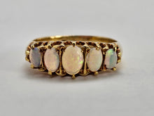 Load image into Gallery viewer, 0859: Antique: 18ct Gold 5 Stone Opals Ring Chester Hallmark 1915- WW1
