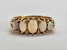 Load image into Gallery viewer, 0859: Antique: 18ct Gold 5 Stone Opals Ring Chester Hallmark 1915- WW1
