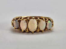 Load image into Gallery viewer, 0859: Antique: 18ct Gold 5 Stone Opals Ring Chester Hallmark 1915- WW1
