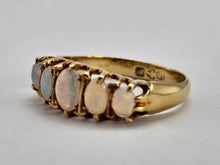 Load image into Gallery viewer, 0859: Antique: 18ct Gold 5 Stone Opals Ring Chester Hallmark 1915- WW1
