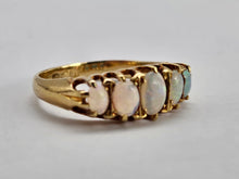 Load image into Gallery viewer, 0859: Antique: 18ct Gold 5 Stone Opals Ring Chester Hallmark 1915- WW1
