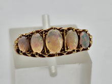 Load image into Gallery viewer, 0859: Antique: 18ct Gold 5 Stone Opals Ring Chester Hallmark 1915- WW1
