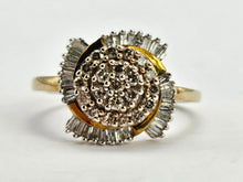 Load image into Gallery viewer, 1011: Vintage: 9ct Gold Champagne &amp; White Diamonds Cocktail Ring- sparkling beauty
