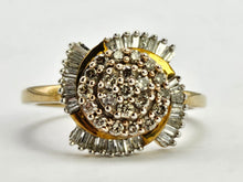 Load image into Gallery viewer, 1011: Vintage: 9ct Gold Champagne &amp; White Diamonds Cocktail Ring- sparkling beauty
