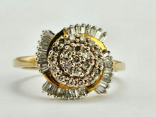 Load image into Gallery viewer, 1011: Vintage: 9ct Gold Champagne &amp; White Diamonds Cocktail Ring- sparkling beauty
