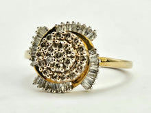 Load image into Gallery viewer, 1011: Vintage: 9ct Gold Champagne &amp; White Diamonds Cocktail Ring- sparkling beauty
