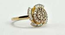 Load image into Gallery viewer, 1011: Vintage: 9ct Gold Champagne &amp; White Diamonds Cocktail Ring- sparkling beauty
