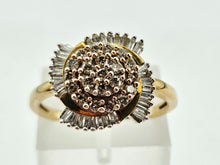 Load image into Gallery viewer, 1011: Vintage: 9ct Gold Champagne &amp; White Diamonds Cocktail Ring- sparkling beauty
