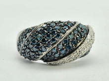 Load image into Gallery viewer, 1020: Vintage; Spectacular: 9ct White Gold Blue &amp; White Diamonds Cocktail Ring-1.73 carats
