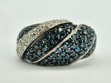 Load image into Gallery viewer, 1020: Vintage; Spectacular: 9ct White Gold Blue &amp; White Diamonds Cocktail Ring-1.73 carats
