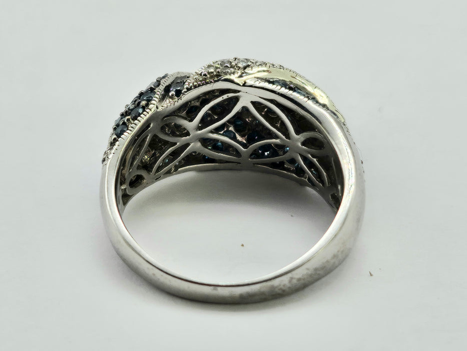 6433 :Vintage:  9ct White Gold Blue & White Natural Diamonds (1.73ct)