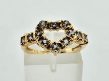 Load image into Gallery viewer, 1032: Vintage: 9ct Gold Violet Blue Tanzanites Heart- Set Ring-
