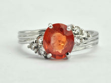 Load image into Gallery viewer, 1036: Vintage: 9ct White Gold Padparadscha Sapphire White Sapphires Ring- amazing colours
