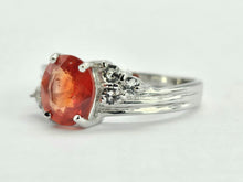 Load image into Gallery viewer, 1036: Vintage: 9ct White Gold Padparadscha Sapphire White Sapphires Ring- amazing colours
