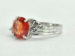 1036: Vintage: 9ct White Gold Padparadscha Sapphire White Sapphires Ring- amazing colours