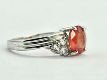 Load image into Gallery viewer, 1036: Vintage: 9ct White Gold Padparadscha Sapphire White Sapphires Ring- amazing colours
