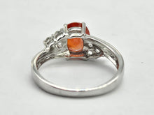 Load image into Gallery viewer, 1036: Vintage: 9ct White Gold Padparadscha Sapphire White Sapphires Ring- amazing colours
