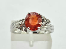 Load image into Gallery viewer, 1036: Vintage: 9ct White Gold Padparadscha Sapphire White Sapphires Ring- amazing colours
