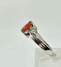 Load image into Gallery viewer, 1036: Vintage: 9ct White Gold Padparadscha Sapphire White Sapphires Ring- amazing colours
